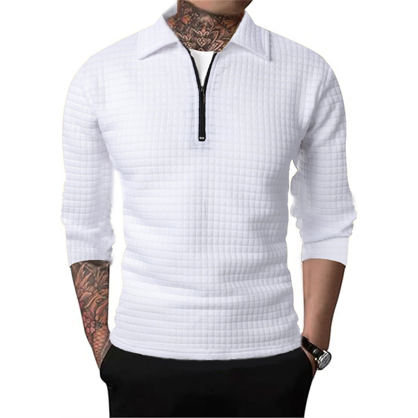 Pull structuré pour hommes avec zip court Chic und Stil