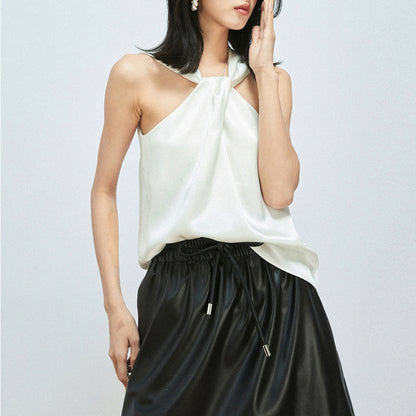 Top Satin à Col Halter Élégant Chic und Stil