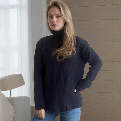 Pull femme avec col haut et ourlet asymétrique Chic und Stil