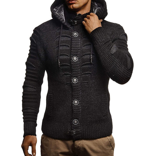 Veste en tricot pour hommes avec capuche et détails décoratifs des boutons Chic und Stil