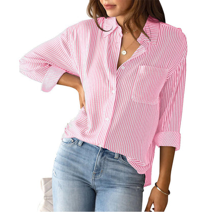 Blouse décontractée pour femmes avec de fines rayures et poche poitrine Chic und Stil