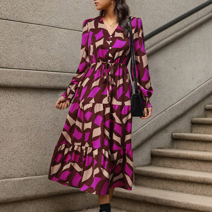 Robe maxi femme avec jupe volumineuse et ceinture nouée raffinée Chic und Stil