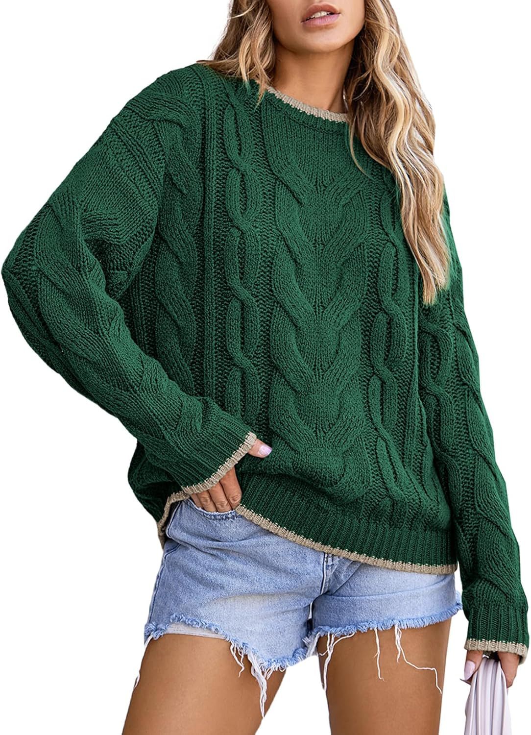 Pull en tricot pour femmes avec un motif de tresse épais Chic und Stil