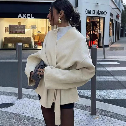 Dames élégante veste à nouer avec ceinture Chic und Stil