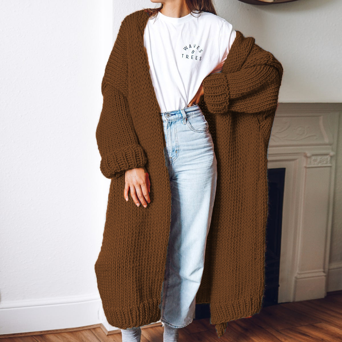 Cardigan long en gros tricot pour femmes avec une coupe décontractée et des manches oversized Chic und Still