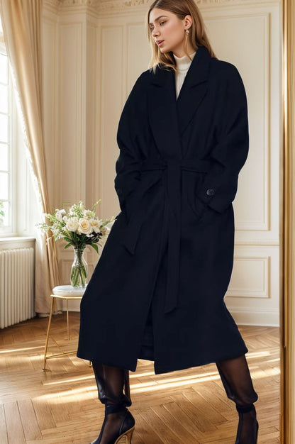 Dames élégant manteau oversized avec ceinture et poches Chic und Stil