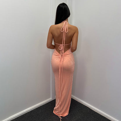 Robe maxi élégante pour femmes avec bretelles spaghetti réglables et cordon raffiné Chic und Stil