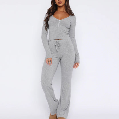 Women casual top and long pants Chic and Style