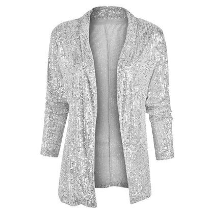 Dames Brillante et élégante cardigan en tricot avec paillettes Chic und Stil