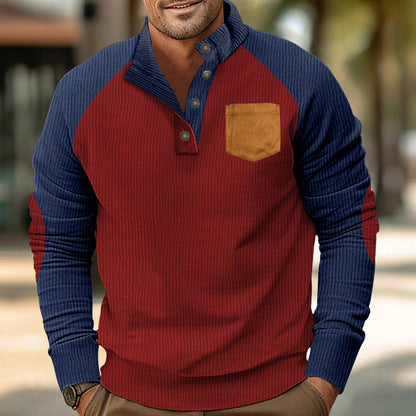 Comfortable long sleeve pullover for men with stylish contrast details Chic und Stil