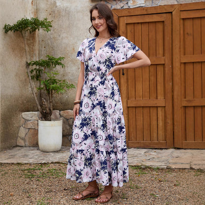 Robes Maxi à Enveloppe Fleur pour Femmes Chic und Stil