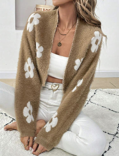 Dames cardigan moelleux avec motif floral Chic und Stil