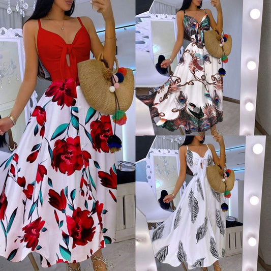 Robe maxi inspirée Boho pour femmes avec détail noué Chic und Stil