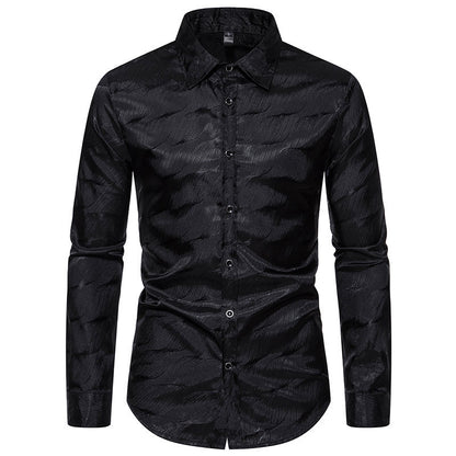 Chemise élégante à manches longues pour hommes avec motif ondulé brillant Chic und Stil