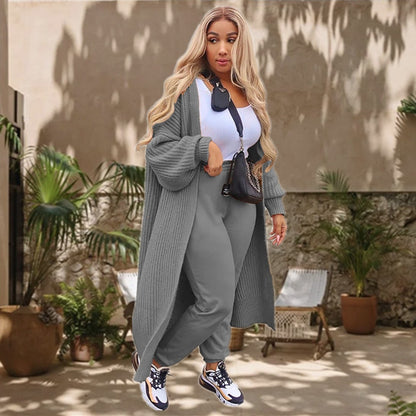 Dame Long cardigan en maille avec motif structuré et front ouvert Chic und Still