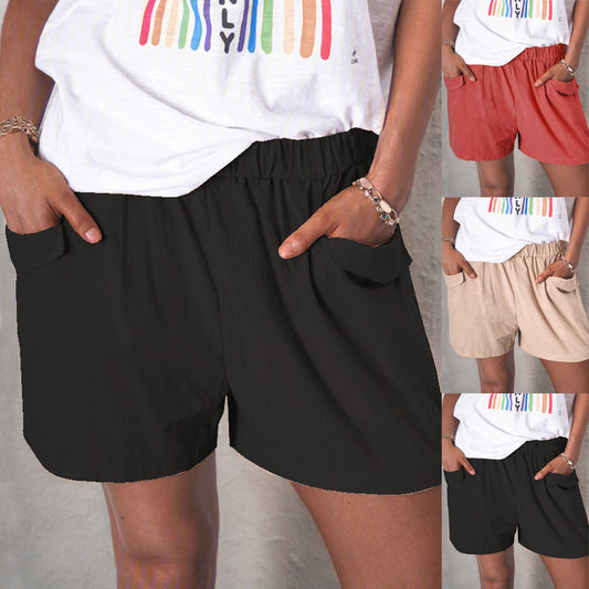 Shorts Femme Freizeit Taille Haute avec Poches Chic und Stil