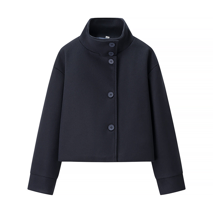 Dames élégante courte veste avec col haut et boutons décoratifs Chic und Stil