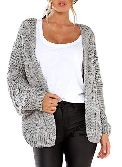 Dames Gros Tricot Cardigan avec silhouette décontractée et détails noués Chic und Stil