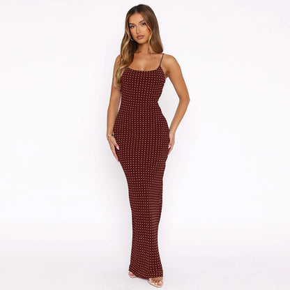 Robe maxi élégante et cintrée pour dames avec des bretelles spaghetti Chic und Stil