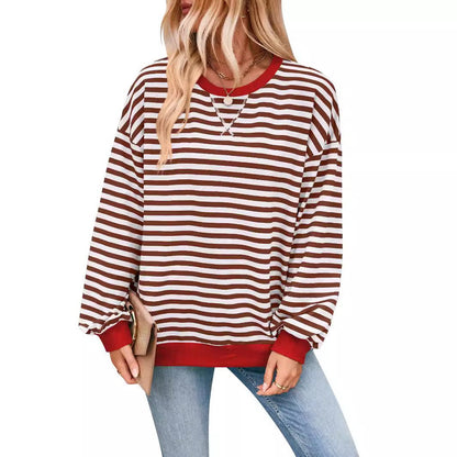 Femme pull décontracté avec motif rayé saisissant et bords élastiques Chic und Stil
