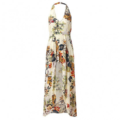 Robe maxi à fente haute imprimé tropical pour femmes Chic und Stil