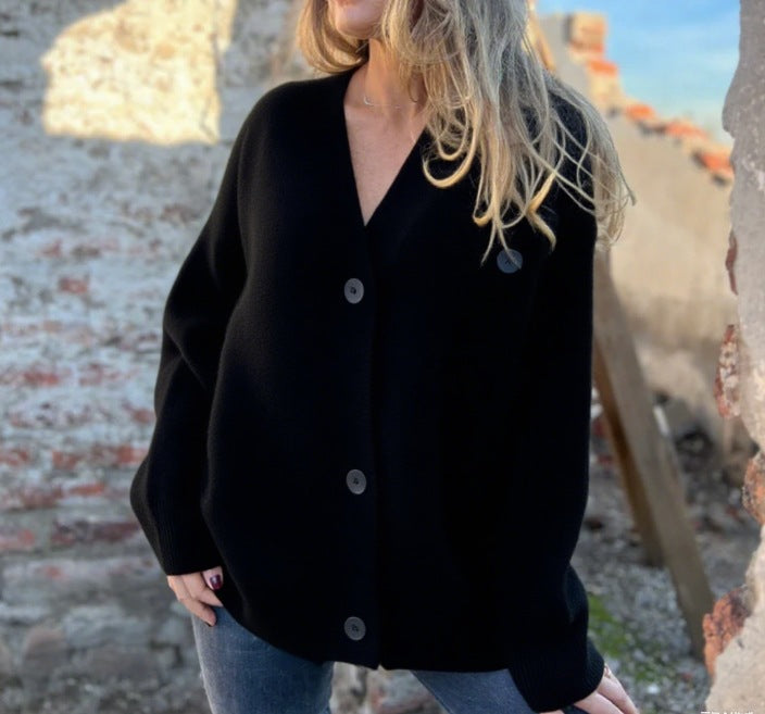 Cardigan en tricot décontracté pour femmes avec coupe asymétrique et détails de boutons Chic und Stil