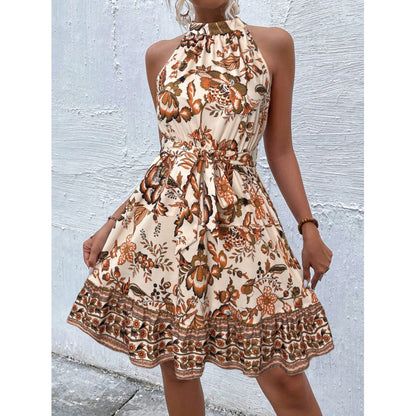 Robe mini sans manches à fleurs pour femmes Chic und Stil