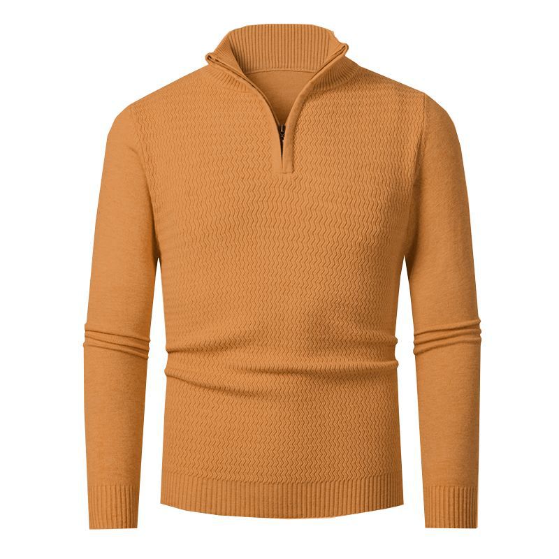 Pull en tricot élégant pour hommes avec zip et design de vagues texturé Chic und Stil