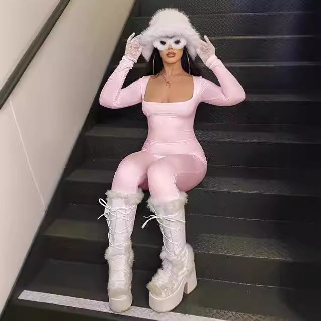 Dames élégant bodysuit avec décolleté plongeant et manches longues Chic und Stil