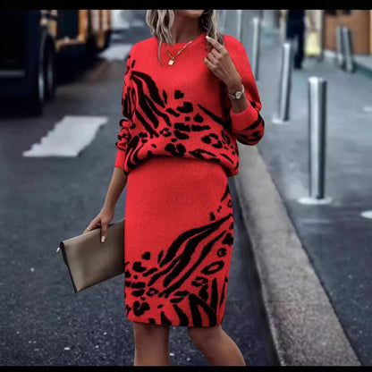 Robe en tricot pour femmes à motif léopard Chic und Stil