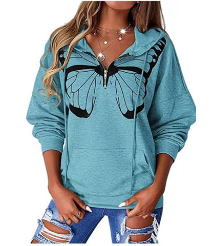 Dames Hoodie avec imprimé papillon Chic und Stil
