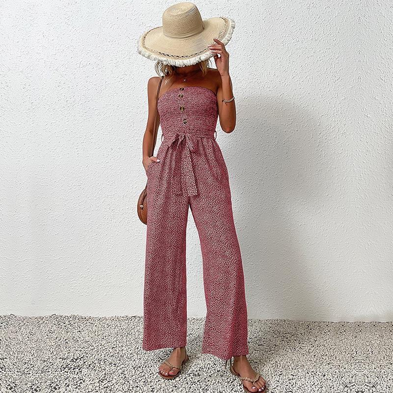 combinaison sans manche pour femmes à jambes larges avec détails de boutons Chic und Stil