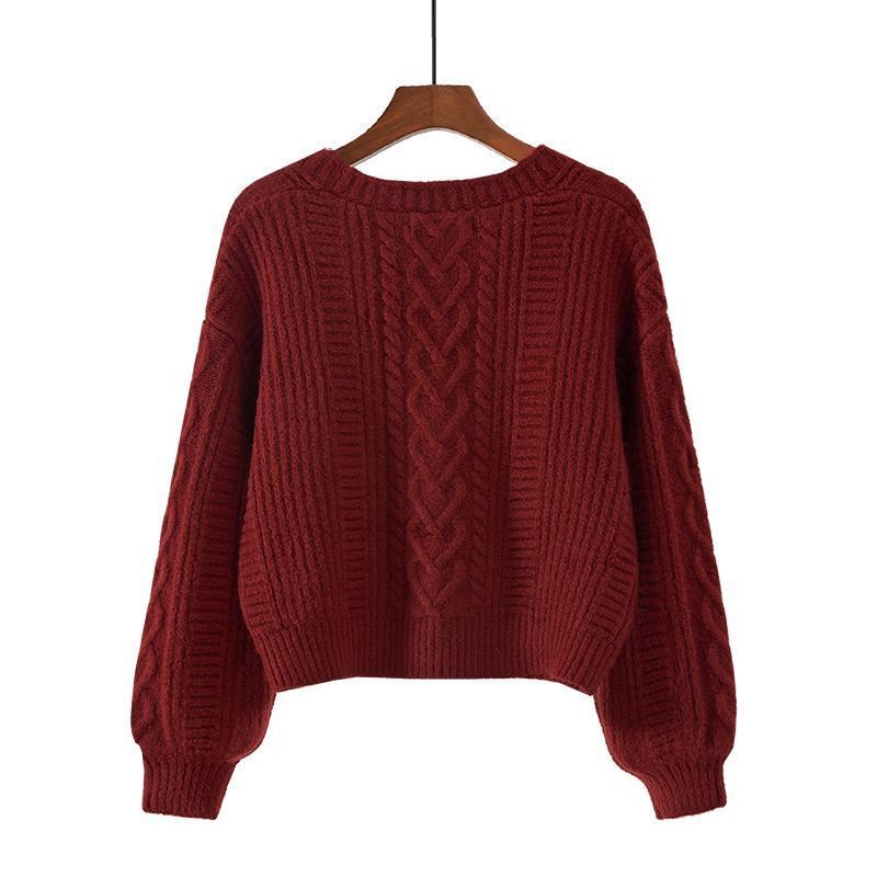 Dames pull-over en tricot douillet avec motif en torsade et fermeture à bouton Chic und Stil