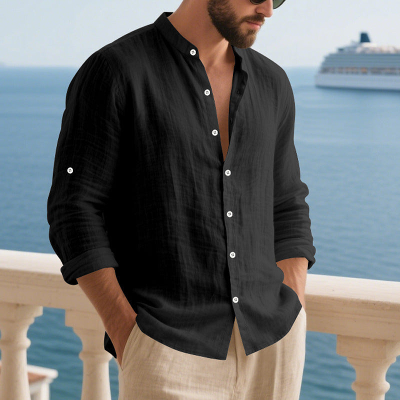 Chemise décontractée à manches longues pour hommes avec des détails de boutons modernes et une surface texturée Chic und Stil