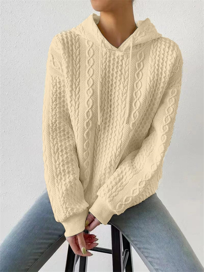 Pull en tricot de haute qualité pour femmes avec capuche et motif en torsade décoratif Chic und Stil