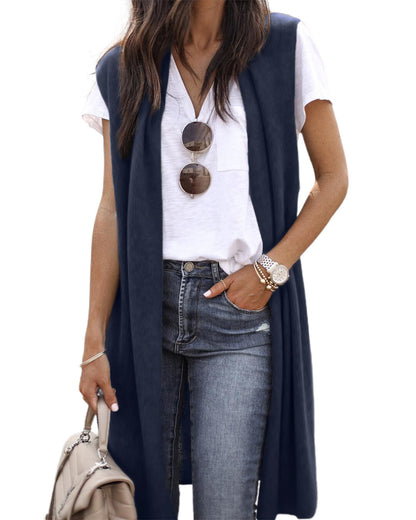 Women Open Cardigan with Casual Cut and Long Side Panels Chic und Stil
