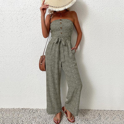 combinaison sans manche pour femmes à jambes larges avec détails de boutons Chic und Stil