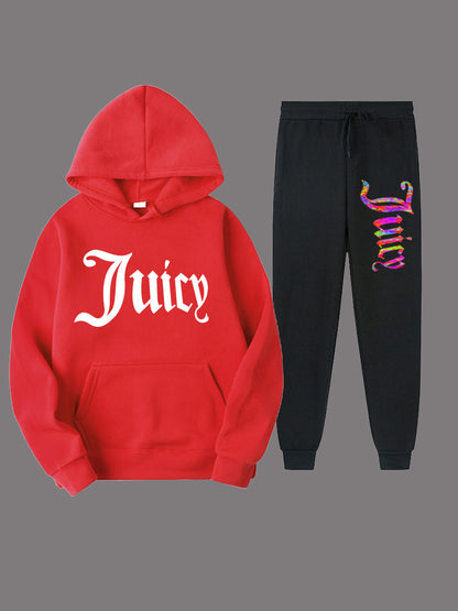 Women's sporty hoodie set and jogger pants with unique graphic print Chic and Style