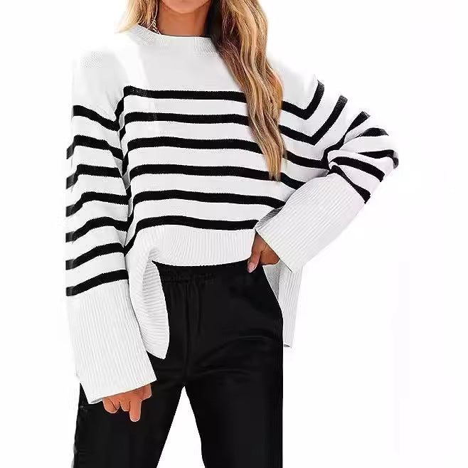 Dames Pull rayé décontracté à coupe ample Chic und Stil