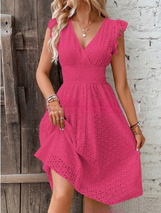 Women's Summer Ruffle Dress with Waffle Texture Chic und Stil