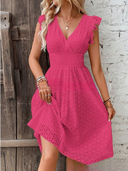 Women's Summer Ruffle Dress with Waffle Texture Chic und Stil