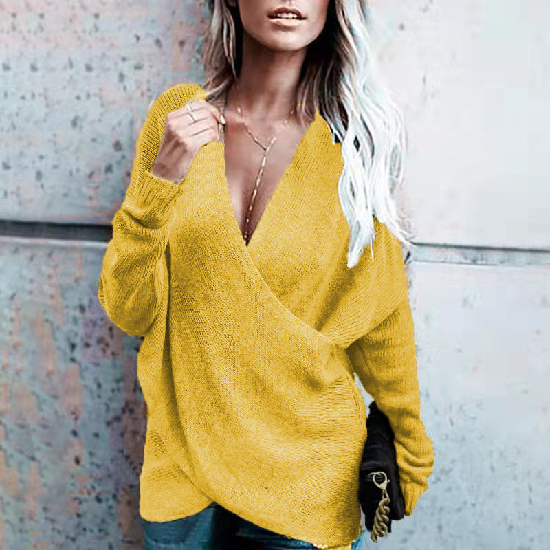 Chic und Stil Pull femme avec décolleté en V profond et coupe décontractée