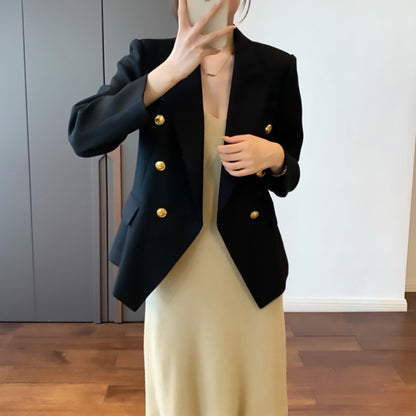 Blazer Femme Croisé Sur Mesure avec Boutons Décoratifs Chic und Stil