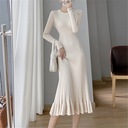 Robe en tricot pour femmes avec une élégante structure en côtes et un ourlet fluide Chic und Stil