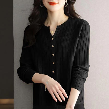 Blouse en tricot fin pour femmes avec patte de boutonnage Chic und Stil