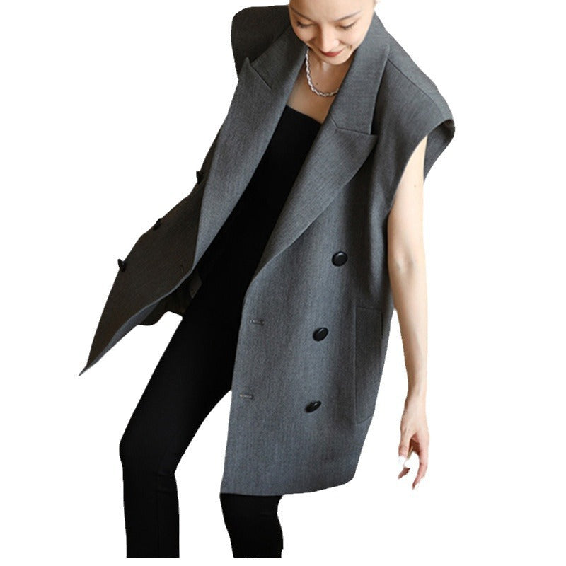 Blazer sans manches oversize croisé pour femmes Chic und Stil