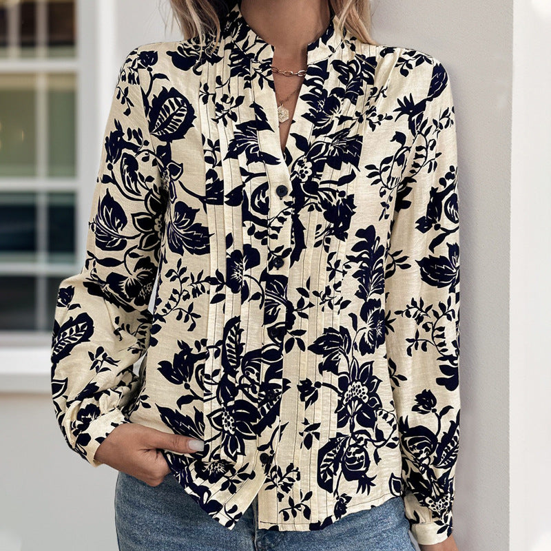 Chemisier pour femmes avec motif floral et plis décoratifs Chic und Stil