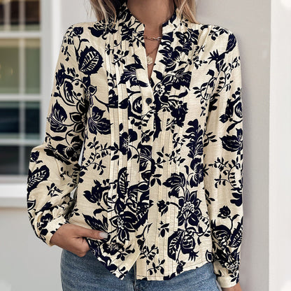 Chemisier pour femmes avec motif floral et plis décoratifs Chic und Stil