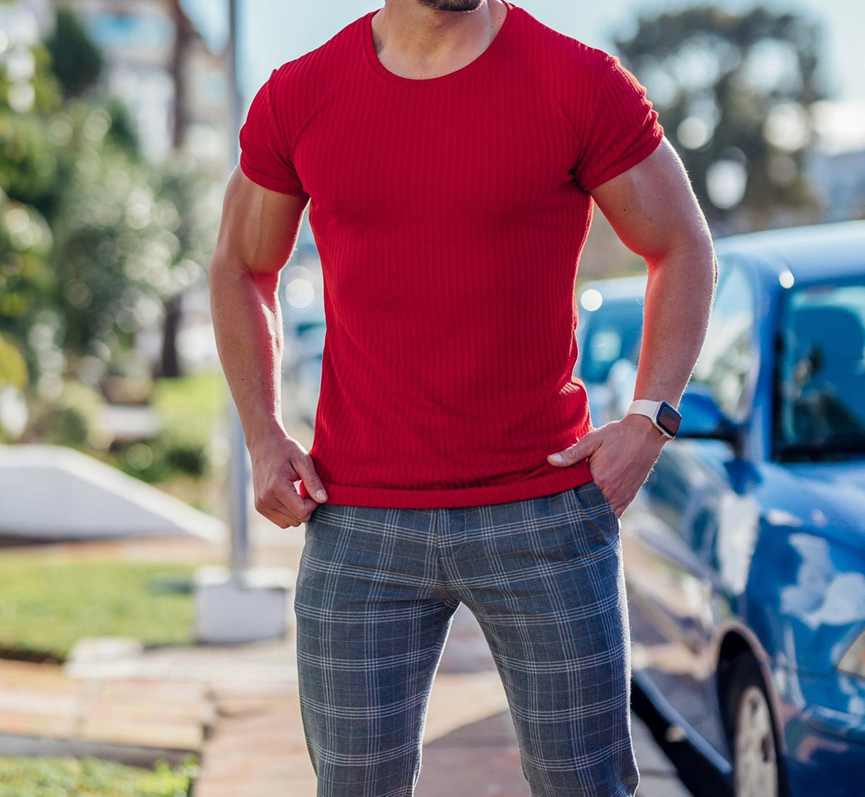 T-shirt ajusté en rib pour homme Chic und Stil
