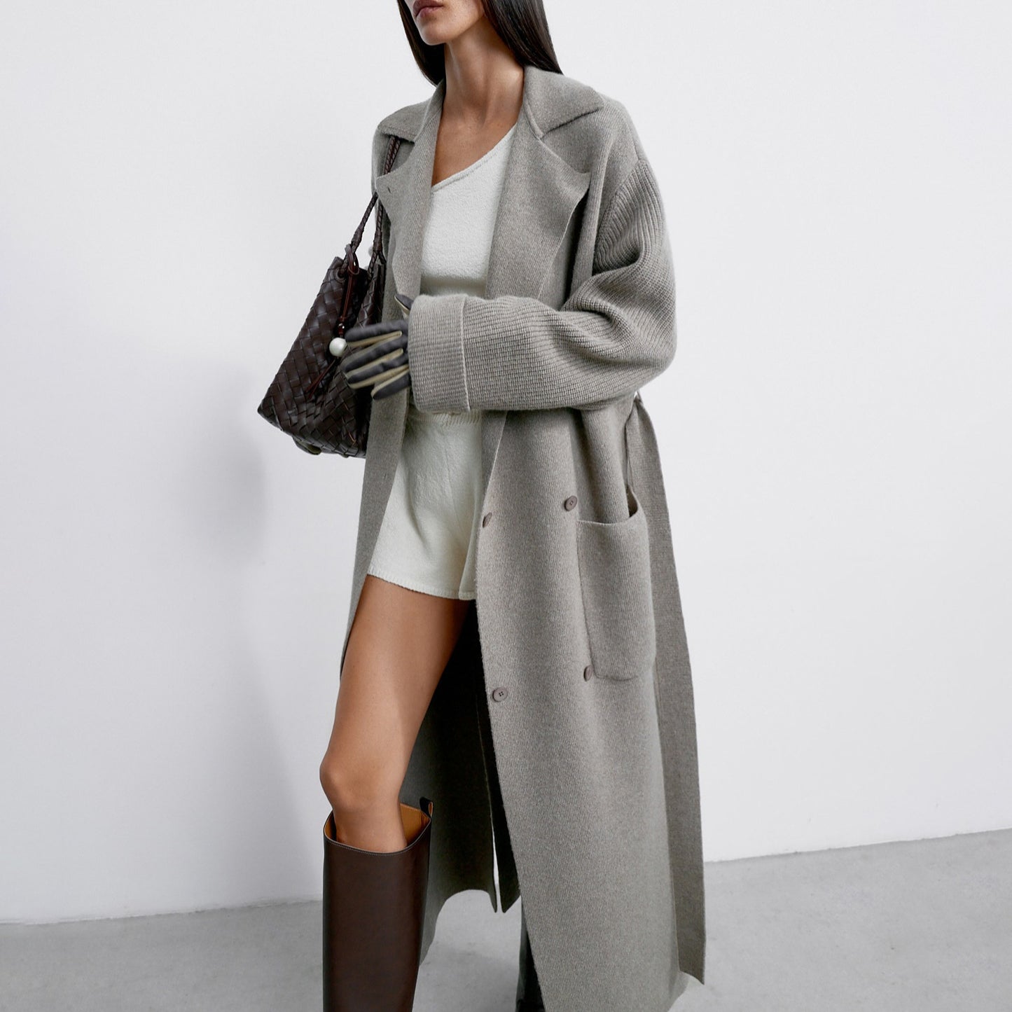 Dames élégant manteau long en laine de haute qualité Chic und Stil